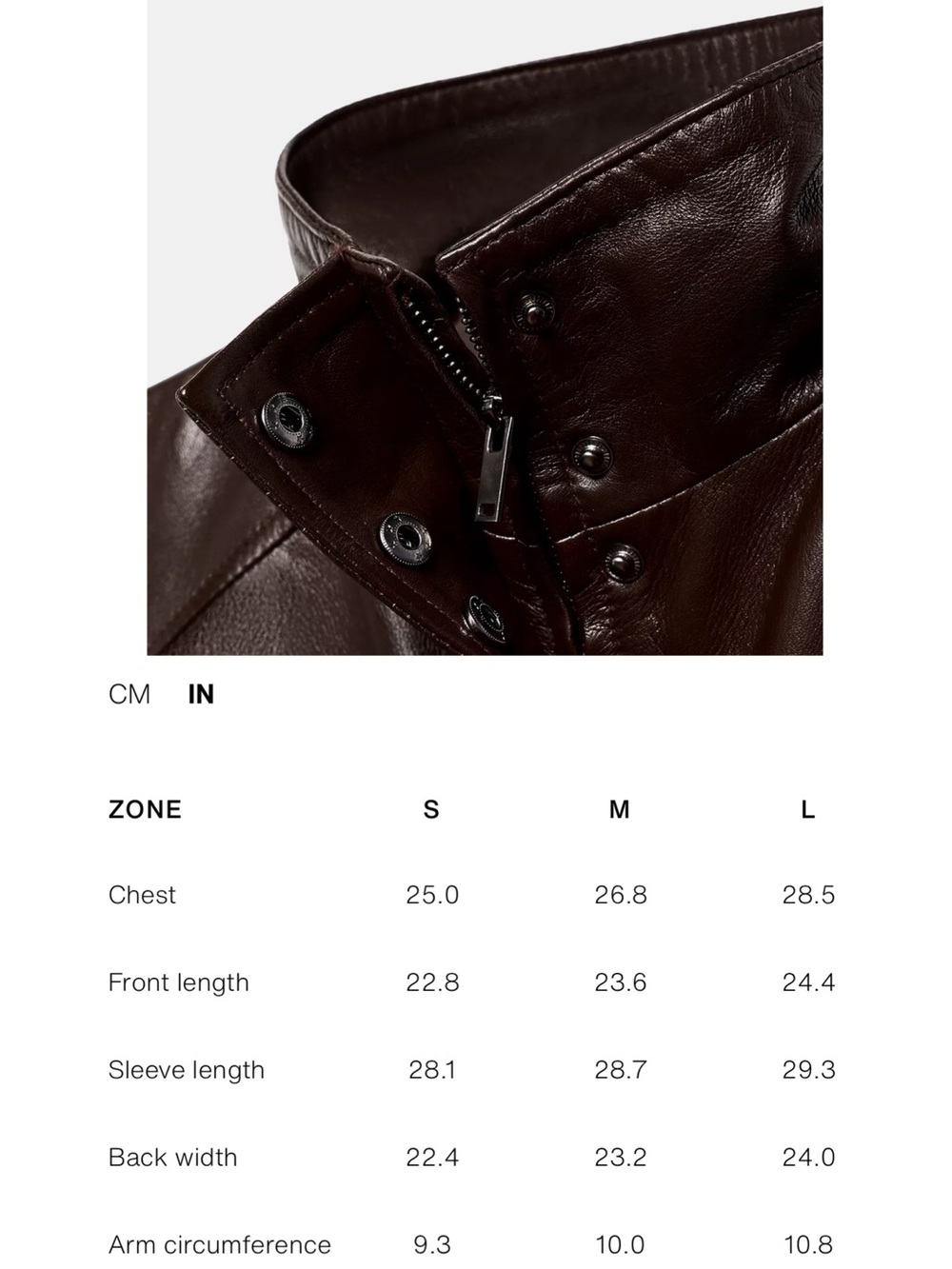 Zara 100% Leather Bomber Jacket High Neck Long Sleeves Cuffs Brown Medium NEW - Picture 6 of 16